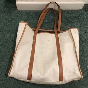 Vintage Salvatore Ferragamo brown leather tote bag